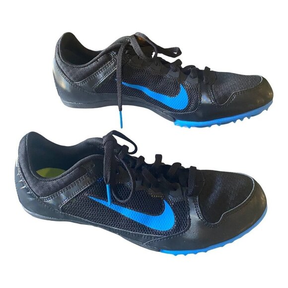 Nike Rival MD Mens Racing Shoes Size 9.5 Black & Blue Lightweight Performance - Picture 1 of 12
